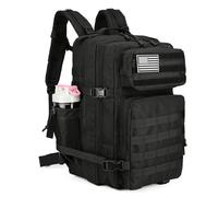 Lovelinks21, Mochila táctica de asalto con sistema de fijación modular Molle, mochila impermeable de 45 litros para 3 días, Negro -, L, Mochila