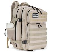 Lovelinks21 Mochila táctica de asalto de 45 litros con mochila impermeable Molle para mochilas tácticas, Caqui claro, L, Mochila