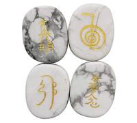 Loveliome 4 piedras blancas de Howlite Turquesa para chakras grabadas, cristal curativo, reiki, equilibrio de palma, 25 mm
