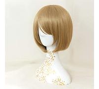 ¡Lovelive! (Hanayo Koizumi) Anime Cosplay Rose Pelucas de red con flequillo 100% Alta temperatura Resistente a la luz Luz de lino Color Corta Corta Retún 14 pulgadas chenghuax