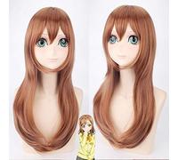 ¡LoveLive! ¡Sol! Kunikida Hanamaru Pelucas de Cosplay rizadas medianas y largas para mujeres Peluca de cabello falso femenino Peluca sintética de 60 cm Marrón
