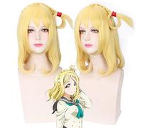 ¡LoveLive! ¡Sol! Mari Ohara Mediano Largo Rizado Cosplay Pelucas Mujeres Femenino Pelo falso Venta 45cm Pelo sintético Oro Rubio Anime
