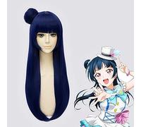 LoveLive Sunshine Tsushima Yoshiko peluca Cosplay disfraz Love Live Aqour Yohane Mujeres Pelo sintético Halloween Juego de roles pelucas LoveLive Sunshine azul
