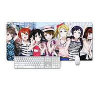 LoveLive XXL Anime Alfombrilla para ratón 900 x 400 mm - Speed Gaming Mousepad - Mouse Pad para Ordenador - 3mm Goma Antideslizante, para Gamers Ordenador, PC y Laptop, L