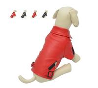 Lovelonglong - Chaqueta de piel para perro, abrigos cálidos para perros, a prueba de viento, para cachorros, Bulldog Pitbull Red B-S