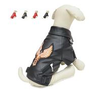 Lovelonglong - Chaqueta de piel para perro, abrigos cálidos para perros, a prueba de viento, para perros grandes, medianos y pequeños, con bordado de águila negro B-M