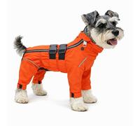 Lovelonglong Impermeable para perro, traje de lluvia de cuerpo completo de 4 patas con tiras reflectantes y apertura de correa, chaqueta para perro al aire libre para clima lluvioso