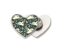 Lovely Birds Owls Dark Floral Patterns Heart Metal Pin Clip Love
