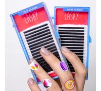 LOVELY BLACK LASHY | Pestañas individuales para extensión profesional | Curl: C/D/L/M | Grosor: 0,07/0,10mm | Longitud: 5-15mm (D / 0,07mm / 10mm)