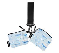 Lovely Blue Plane - Carteras minimalistas para tarjetas de visita con llavero para dama, 2 unidades, cartera para tarjetas