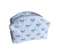 Lovely Bows - Bolsa de maquillaje de viaje, bolsa de aseo de gran capacidad, organizador de artículos de tocador de flores, bolsa acolchada para maquillaje, A02