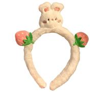 Lovely Bunnies - Diadema para reuniones familiares, aro de felpa con diseño de fresa, para mujer, para lavar la cara, cosplay, fiesta