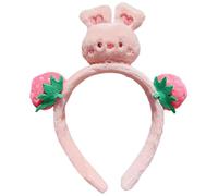 Lovely Bunnies - Diadema para reuniones familiares, aro de felpa con diseño de fresa, para mujer, para lavar la cara, cosplay, fiesta