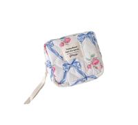 Lovely Butterfly - Bolsas de maquillaje de tela de polialgodón resistente, bolsa de almacenamiento compacta para cosméticos y pequeña bolsa de maquillaje floral esencial, Blue, Talla única