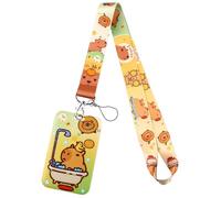 Lovely Card Holder Colourful Lanyard Badge with Keyring Beautiful Neck Strap for Students Capybara Lanyards with Keyring Beautiful Neck Strap Cartoon Animal
