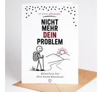 Lovely Cards Tarjeta de despedida de colega y colega - Oficial ya no es tu problema - Tarjeta divertida para cambiar de trabajo, nuevo trabajo, despedida de trabajo, regalo de despedida