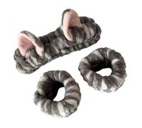 Lovely Cat Ear Hairband and Wrist Wash Band Set for Women Girls Face Wash and Makeup Plush Hairhoop Care Accessories Face Wash Headbands