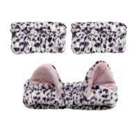 Lovely Cat Ear Hairband and Wrist Wash Band Set for Women Girls Face Wash and Makeup Plush Hairhoop Care Accessories
