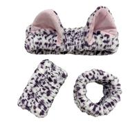 Lovely Cat Ear Hairband and Wrist Wash Band Set for Women Girls Face Wash and Makeup Plush Hairhoop Care Accessories Cats Ear Headbands