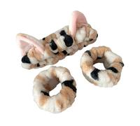 Lovely Cat Ear Hairband and Wrist Wash Band Set for Women Girls Face Wash and Makeup Plush Hairhoop Care Accessories Makeup Elastic Headbands