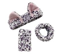 Lovely Cat Ear Hairband and Wrist Wash Band Set para mujeres y niñas, lavado facial y maquillaje, accesorios de cuidado de pelo de felpa