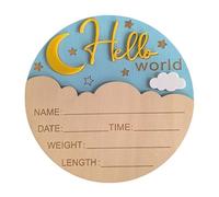 Lovely Charm - Placa de bienvenida para recién nacidos, regalo para baby shower con registro de peso, altura de madera natural, accesorios para fotos de bebé