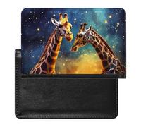 Lovely Couple Giraffe Dark Galaxy Sky Funny Passport Holder Wallet Cover Slim Travel Document Organizer with Card Slot for Women Men, Estilo:, Talla única, MHXYZHW