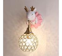 Lovely Cute Animal Wall Lamp for Bedroom Bedside Lighting Girl Boy Kids Children Wall Light LED (Color Temperature : White Light Lampshade Color : White) (Green Remote Control)