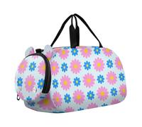 Lovely Daisy - Bolsa de lona con compartimento para zapatos, multifuncional, para viajes, deportes, fitness y entrenamiento, Encantadora margarita floral azul melocotón, Moderno