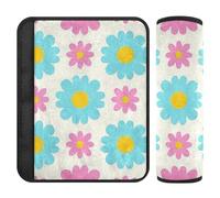 Lovely Daisy Floral Peach Blue 2 piezas correa de hombro para cinturón, libera el estrés en tu cuello y hombros, accesorios de asiento de coche para SUV, mochila, forro de 10 x 7.7 pulgadas para