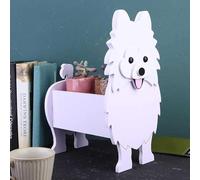 Lovely Dog Planter Animal Decor Pots Dog Cat Cartoon Shaped Flower Pot PVC Material Planter for Indoor Office Outdoor Home Garden Decoration Gift(Samoyed)