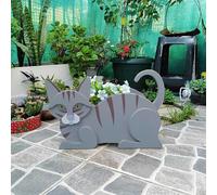Lovely Dog Planter Animal Decor Pots Dog Cat Cartoon Shaped Flower Pot PVC Material Planter for Indoor Office Outdoor Home Garden Decoration Gift(Blue Cat)