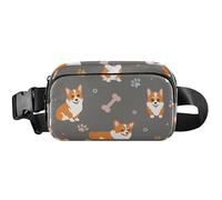 Lovely Dogs - Cangurera impermeable para mujer, grande, para senderismo, cruzada, color gris, 8 x 5.3 x 2.3 pulgadas, diseño divertido y lindo de perros color gris, 8 x 5.3 x 2.3 pulgadas, divertido y