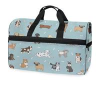 Lovely Doodle Dogs and Bones - Bolsa de viaje para hombres, mujeres, niños, niñas, adolescentes, bolsa de gimnasio deportiva de gran tamaño con compartimento para zapatos, bolsa de entrenamiento para