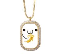 Lovely Feat Banana Expression - Collar con colgante de diamantes de cristal dorado