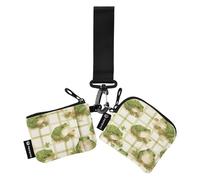 Lovely Green Frog - Carteras dobles para mujer, monedero minimalista con bolsillo para monedas con cremallera para el trabajo, viajes, 2 paquetes de estuches para tarjetas de crédito