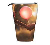 Lovely Hearts Print - Estuche telescópico para lápices de poliéster para bolígrafos, papelería, oficina, organizador, Negro, One Size, Art Deco