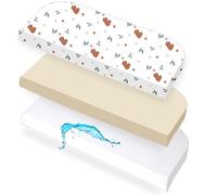 Lovely Hippo 2 sábanas bajeras ajustables de 50 x 89 cm + 1 protector de colchón, 100 % algodón, compatible con BabyBay Maxi, Boxspring, Comfort, Comfort Plus (oso, 50 x 89 cm)