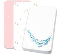 Lovely Hippo 2 sábanas bajeras ajustables de 80 x 160 cm, 100 % algodón + 1 protector de colchón 100 % material impermeable, juego 3X, certificado Öko-Tex (flores rosas, 80 x 160 cm)