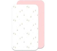 Lovely Hippo 2 sábanas bajeras ajustables de 80 x 160 cm, 100 % algodón, 2 sábanas bajeras, sin productos químicos nocivos (flores rosas, 80 x 160 cm)