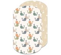 Lovely Hippo 2 sábanas bajeras ajustables para bebé, 100 % algodón, juego de 2 x 60 x 80 cm, compatible con Iora, Sleep Mini (Walbabys, 60 x 80 cm)