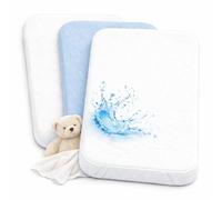 Lovely Hippo 2 Sábanas Bajeras Minicuna 100% Algodon + 1 Protector de Colchón Impermeable - Ropa de Cuna Lote de 3 - Sábana Minicuna Compatible Next to Me