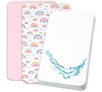 Lovely Hippo 2 Sabanas Minicuna Colecho 100% Algodon + 1 Protector de colchón Impermeable para minicuna Bebe - 50x83cm - Compatible con cunas, colchon (Arco Iris, 50 x 83 cm)