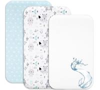 Lovely Hippo 2 Sabanas Minicuna Colecho 100% Algodon + 1 Protector de colchón Impermeable para minicuna Bebe - 50x83cm - Compatible con cunas, colchon (Animales Azules, 50 x 83 cm)