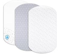 Lovely Hippo 2 Sabanas Minicuna Colecho 100% Algodon + 1 Protector de colchón Impermeable para minicuna Bebe - 50x83cm - Compatible con cunas, colchon (Constelación Gris, 60 x 80 cm)