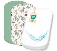 Lovely Hippo 2 x sábanas ajustadas 100 % algodón + 1 x protector de colchón 100 % material impermeable - set 3 x - compatible con Chicco, barnkraft (sabana, 60 x 80 cm)