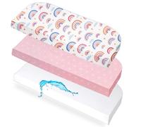 Lovely Hippo 2X Sábana Bajera 50x89 cm Compatible con BabyBay + 1X Protector de Colchón - Sábana Bajera Compatible con Maxi, Boxspring, Comfort, Comfort Plus (Colores del Arcoíris, 50x89cm)