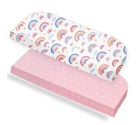 Lovely Hippo Sábana bajera 50 x 89 cm (X2) - 100% algodón - Oeko-Tex - 2 sábanas para bebé - Suave y transpirable (arco iris, 50 x 89 cm)