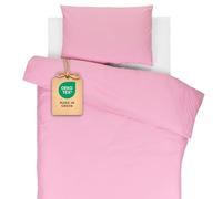 Lovely Hippo - Sábana Bajera 80 x 160 cm + Funda Nórdica de 120 x 170 cm + Funda de Almohada Infantil de 40 x 60 cm - Cama 80x160 (Blanco/Rosa, Cama 80x160 cm - Juego de 3)