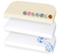 Lovely Hippo - Sábana bajera de 50 x 89 cm (X2) + 1 protector de colchón de 50 x 89 cm - 2 sábanas 100% algodón - 1 protector de colchón 100% impermeable - Oeko Tex (blanco/vainilla, 50 x 89 cm)